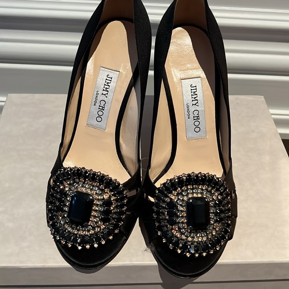 Black satin jimmy choo heels. - Picture 4 of 4